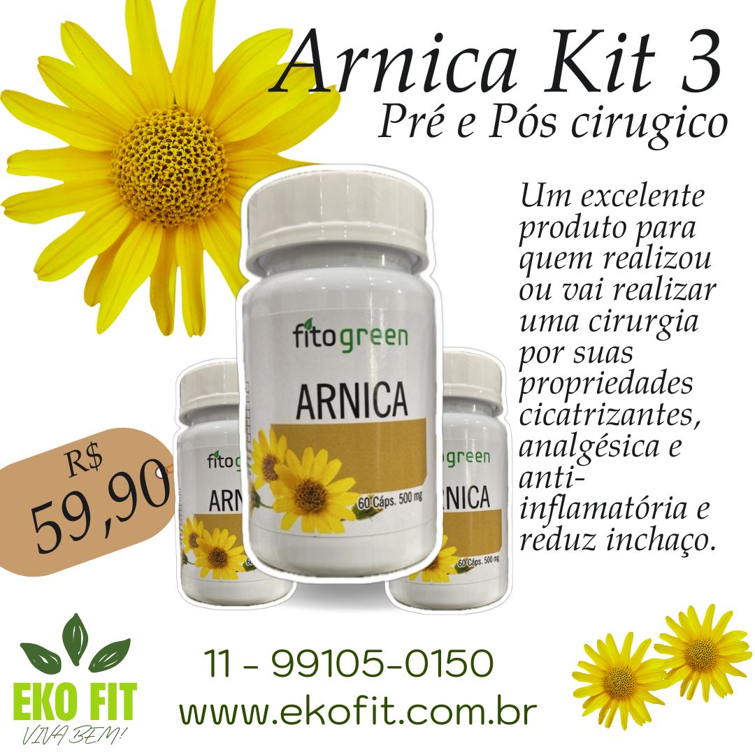 Kit 3 un - Arnica - 500mg - 60 cap - ekofit